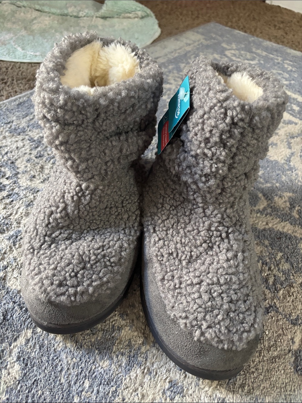 Kids Cozy Sherpa Ankle Boots in Gray